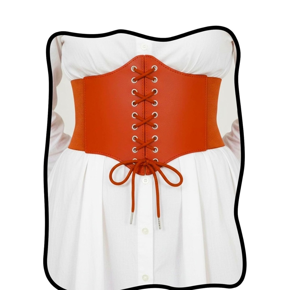 Womens Corset‎ Belt Lace Up Elastic Waist Band Cincher Fashion Orange